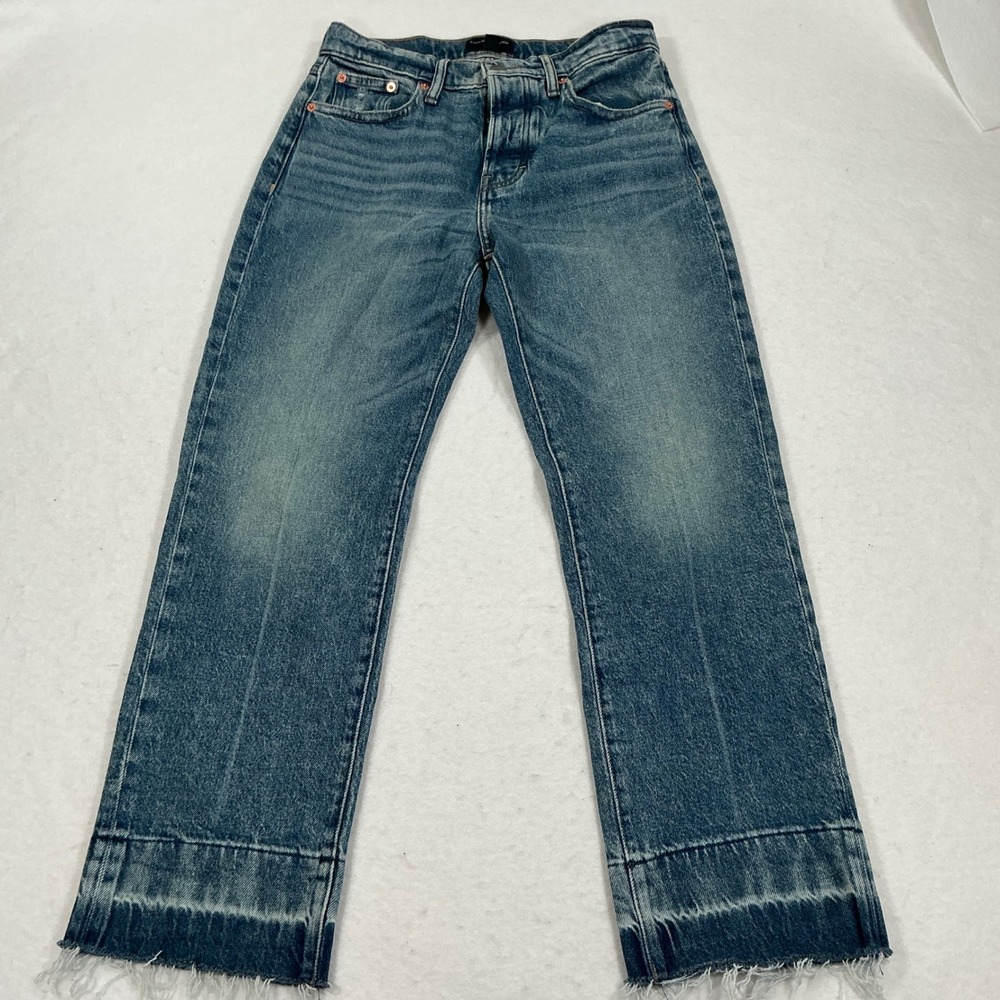 Lucky Brand High Rise Straight Leg Jeans Blue Button Fly Released Hem 0/25